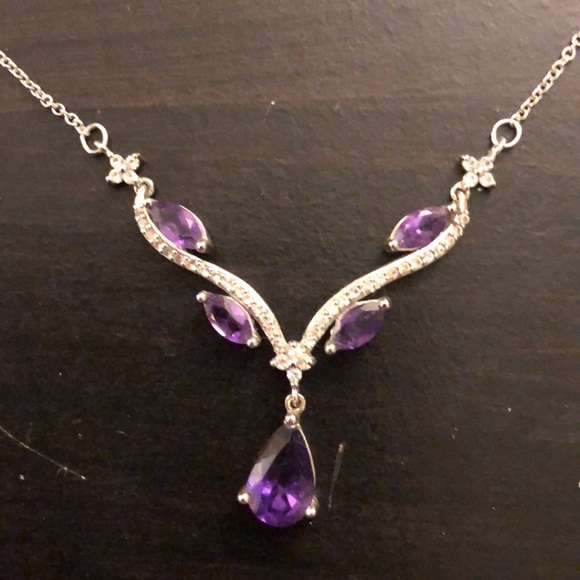 Purple and Rhinestone Necklace and earring set - Picture 2 of 4